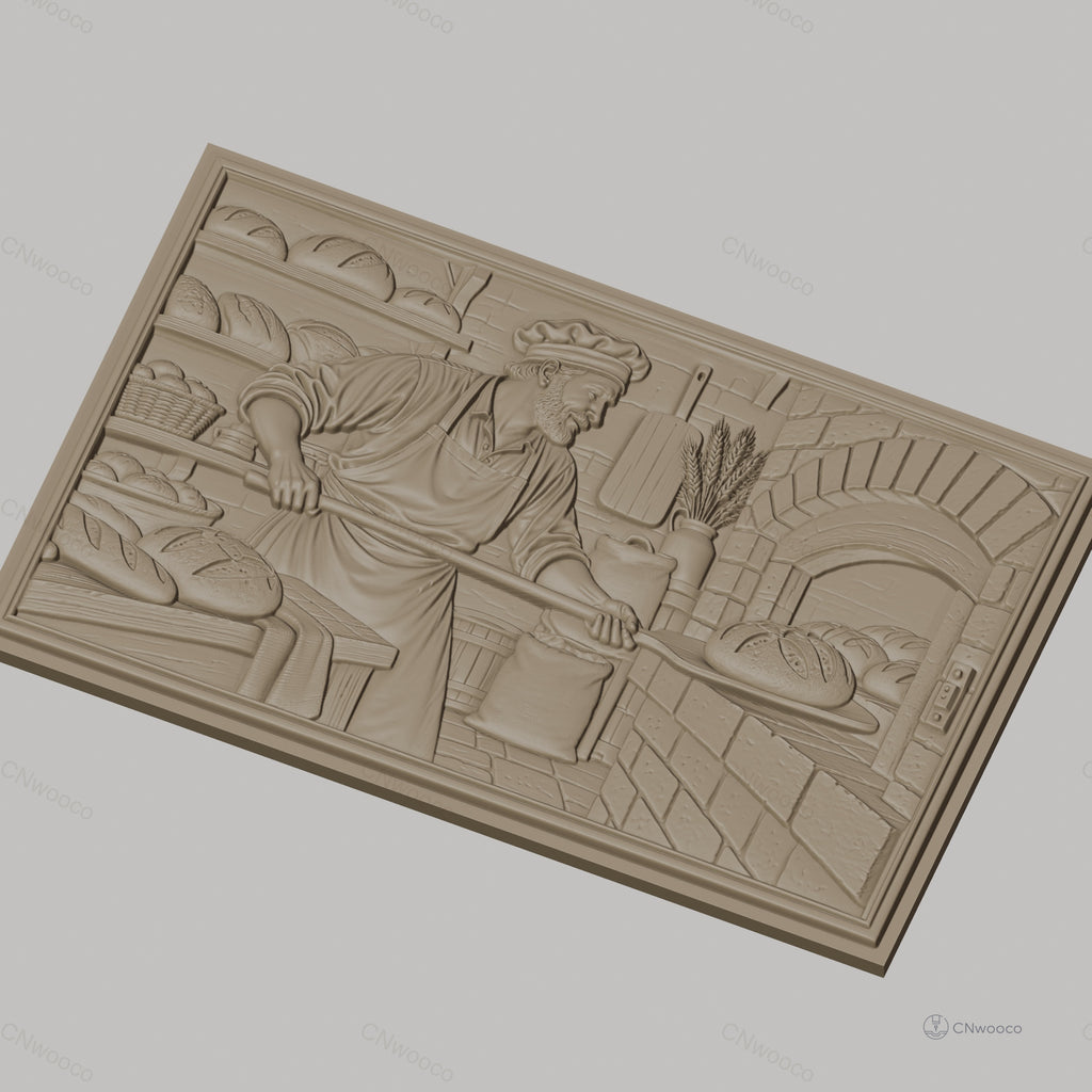 Fichier CNC & impression 3D boulanger, four à pain, pains, levure et farine, haute qualité relief STL