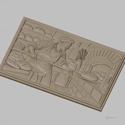 Fichier CNC & impression 3D boulanger, four à pain, pains, levure et farine, haute qualité relief STL