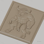 Fichier CNC & impression 3D Minotaure musclé, relief bas relief animal mythologique, haute qualité relief STL