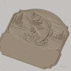 Fichier CNC & impression 3D plaque décorative poisson sautant lac, forêt, nature, STL très haute qualité