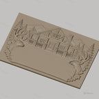 Fichier CNC & impression 3D chalet en bois, têtes de cerf, sapins, montagnes, haute qualité relief STL
