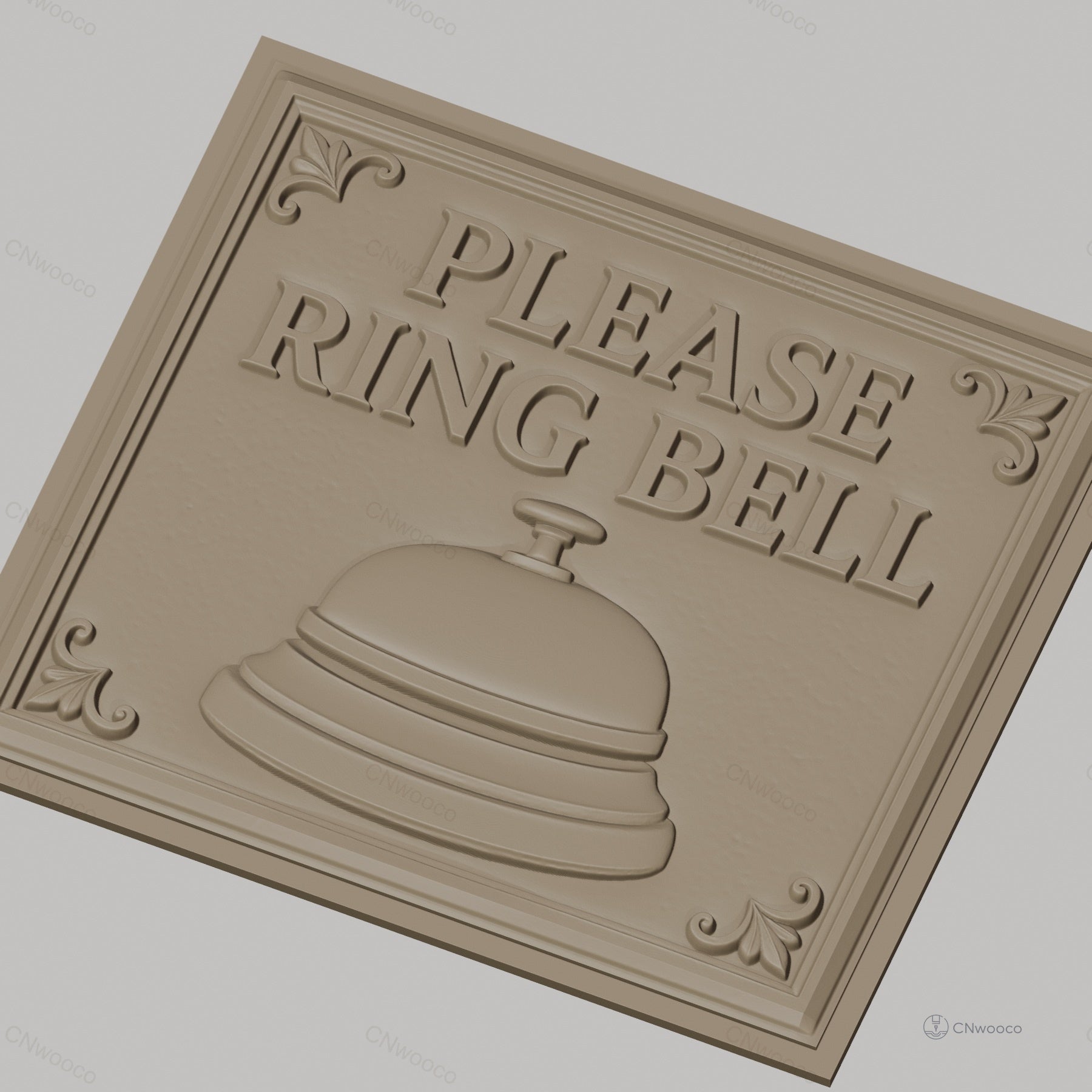 Fichier CNC & impression 3D plaque Please Ring Bell, sonnette et ornements art déco, haute qualité relief STL