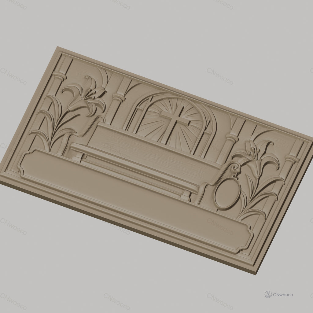 Fichier CNC & impression 3D relief religieux, croix, lys, cadre vide, haute qualité relief STL