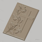 Fichier CNC & impression 3D Croix et fleurs, relief floral ornemental, haute qualité relief STL