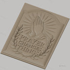 Fichier CNC & impression 3D message prière mains jointes et couronne de feuilles, haute qualité relief STL