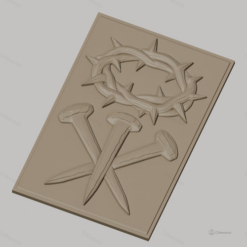 Fichier CNC & impression 3D Croix chrétienne, couronne d'épines et clous relief, haute qualité relief STL
