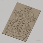 Fichier CNC & impression 3D Croix celtique avec poissons, motif entrelacé haute qualité relief STL