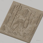 Fichier CNC & impression 3D Poseidon dieu de la mer, trident, ruines antiques, haute qualité relief STL