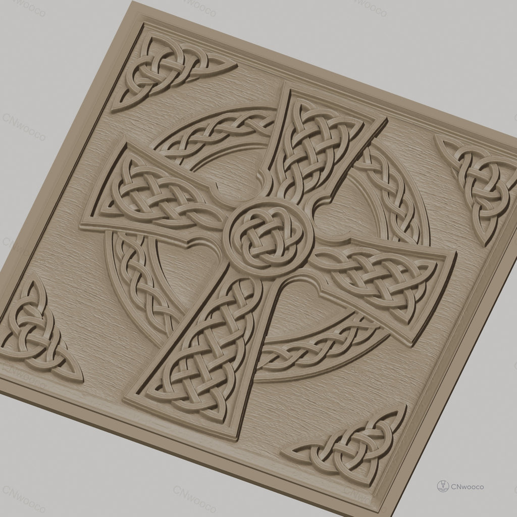 Fichier CNC & impression 3D Croix celtique, motifs noués et ornementations celtiques, haute qualité relief STL