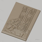 Fichier CNC & impression 3D artisan tailleur de pierre, croix sculptée et motifs floraux, haute qualité relief STL