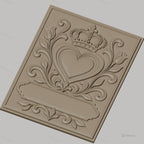 Fichier CNC & impression 3D coeur couronne tulipes décor floral cadre haute qualité relief STL