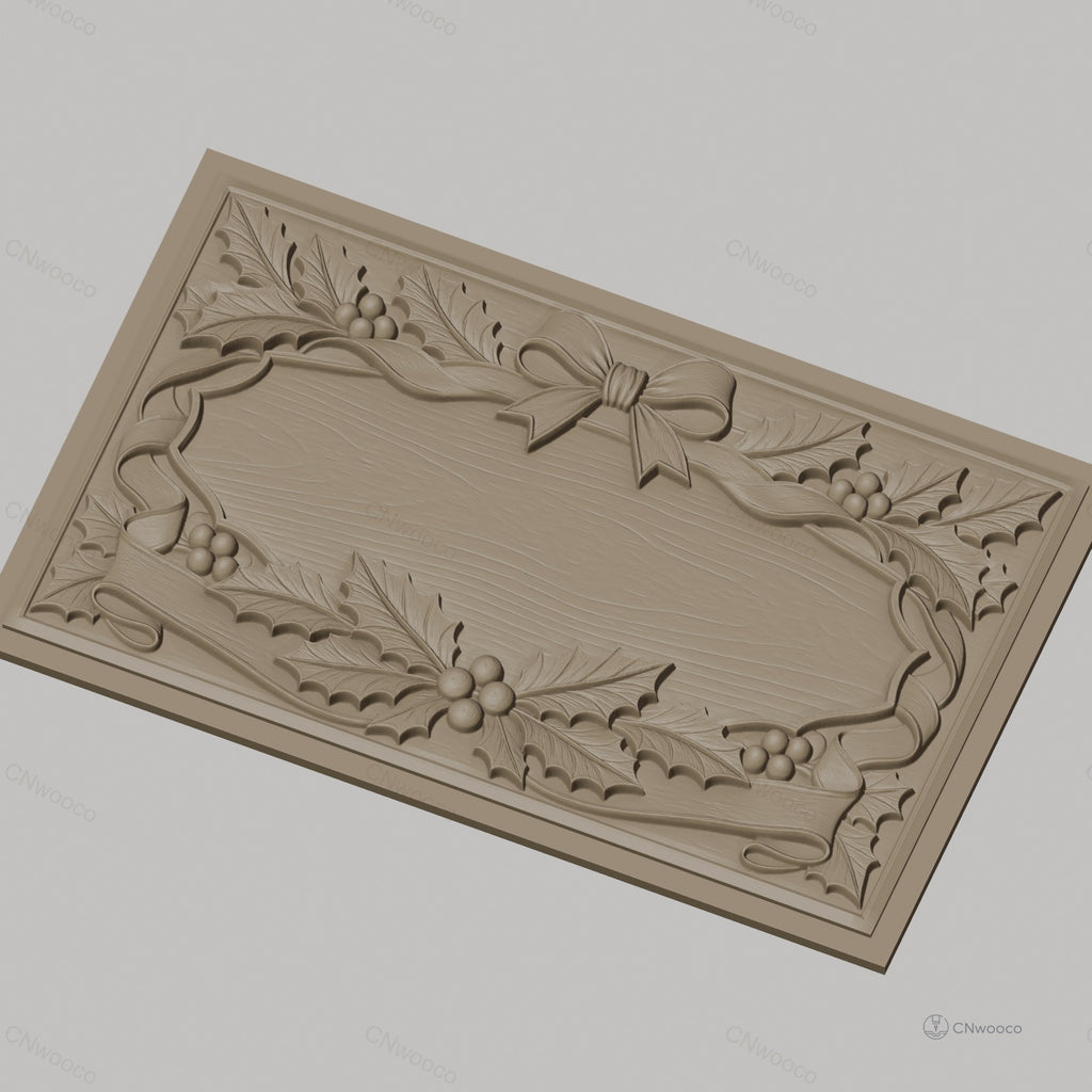 Fichier CNC & impression 3D Noël gui et ruban, cadre relief décoratif, haute qualité relief STL