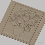Fichier CNC & impression 3D bouquet de tournesols en vase, fleurs haut relief décoratif, haute qualité relief STL