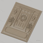 Fichier CNC & impression 3D porte d'entrée avec couronne de feuilles et pots de fleurs, haute qualité relief STL