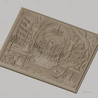 Fichier CNC & impression 3D bibliothèque gothique avec crânes, tombeaux et racines, haute qualité relief STL