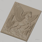 Fichier CNC & impression 3D Pégase légendaire avec colonnes grecques ruines, haute qualité relief STL