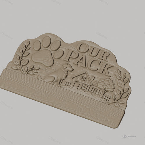 Fichier CNC porte-clés mural enseigne personnalisée chien, décor maison et patte, STL très haute qualité