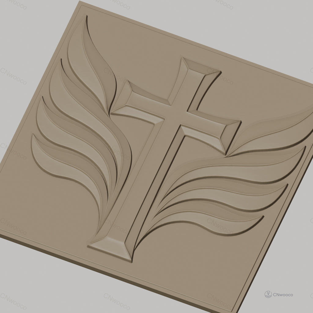 Fichier CNC & impression 3D Croix avec ailes, haute qualité relief STL
