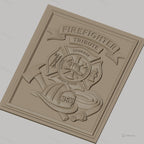 Fichier CNC & impression 3D pompiers, casque, hache, tuyau d'incendie, écusson hommage, haute qualité relief STL