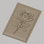 Fichier CNC & impression 3D rose avec feuilles relief naturel, haute qualité relief STL