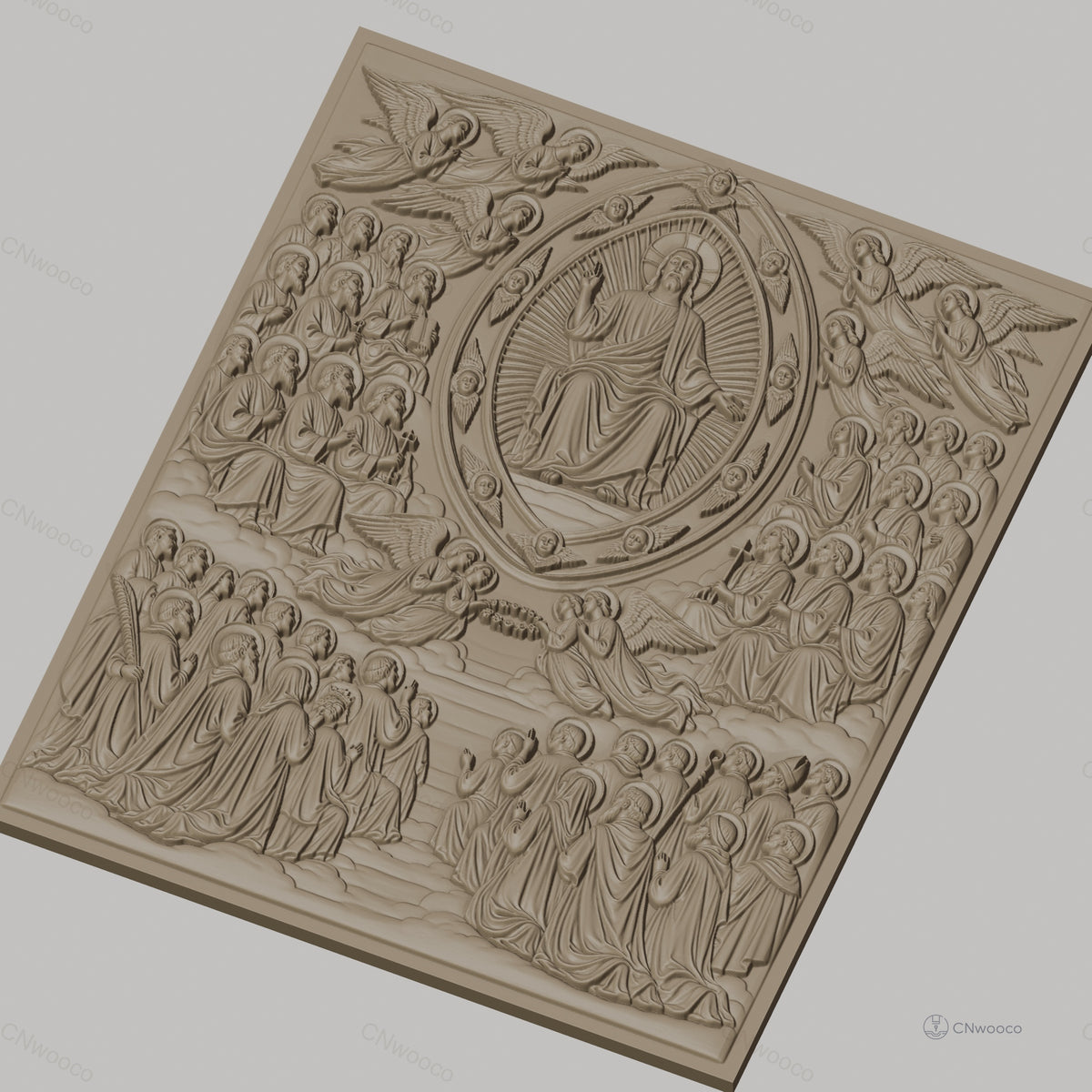 Fichier CNC & impression 3D christ en gloire, anges et apôtres, haute qualité relief STL