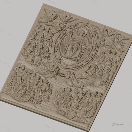 Fichier CNC & impression 3D christ en gloire, anges et apôtres, haute qualité relief STL