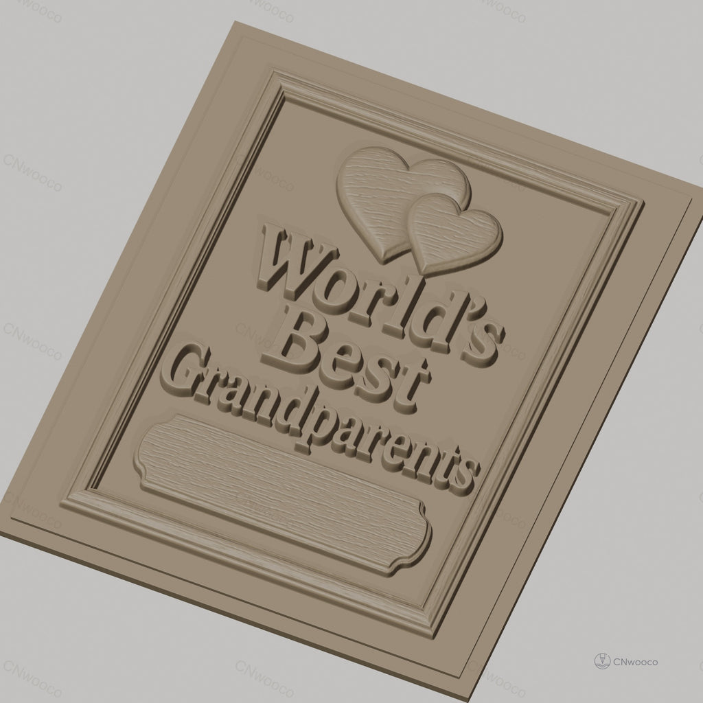 Fichier CNC & impression 3D meilleure plaque Grandparents, coeurs relief décoratif, haute qualité relief STL