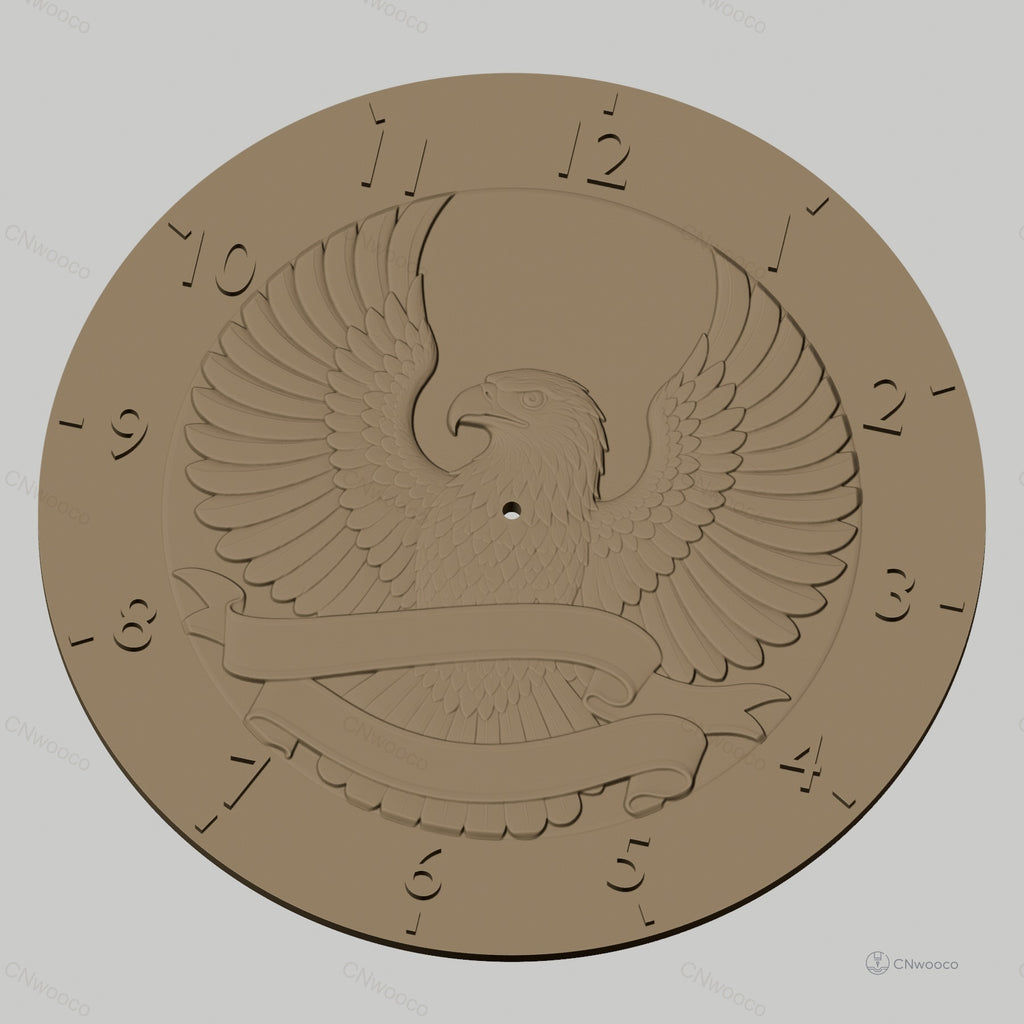 Fichier CNC & impression 3D horloge murale aigle volant avec banderole STL