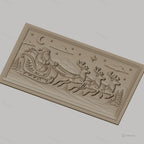 Fichier CNC & impression 3D Noël, père Noël en traîneau avec rennes, haute qualité relief STL