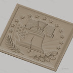 Fichier CNC & impression 3D cloche de la liberté avec drapeau américain et étoiles, haute qualité relief STL