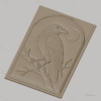 Fichier CNC & impression 3D corbeau sur branche avec lune haute qualité relief STL