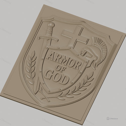 Fichier CNC & impression 3D armure de Dieu, bouclier, épée, casque, croix, haute qualité relief STL