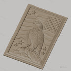 Fichier CNC & impression 3D aigle américain avec drapeau et étoiles, haute qualité relief STL