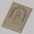 Fichier CNC & impression 3D thème mariage, couple marié sous arche fleurie, haute qualité relief STL