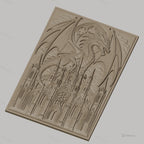 Fichier CNC & impression 3D dragon médiéval, château gothique détaillé, haute qualité relief STL