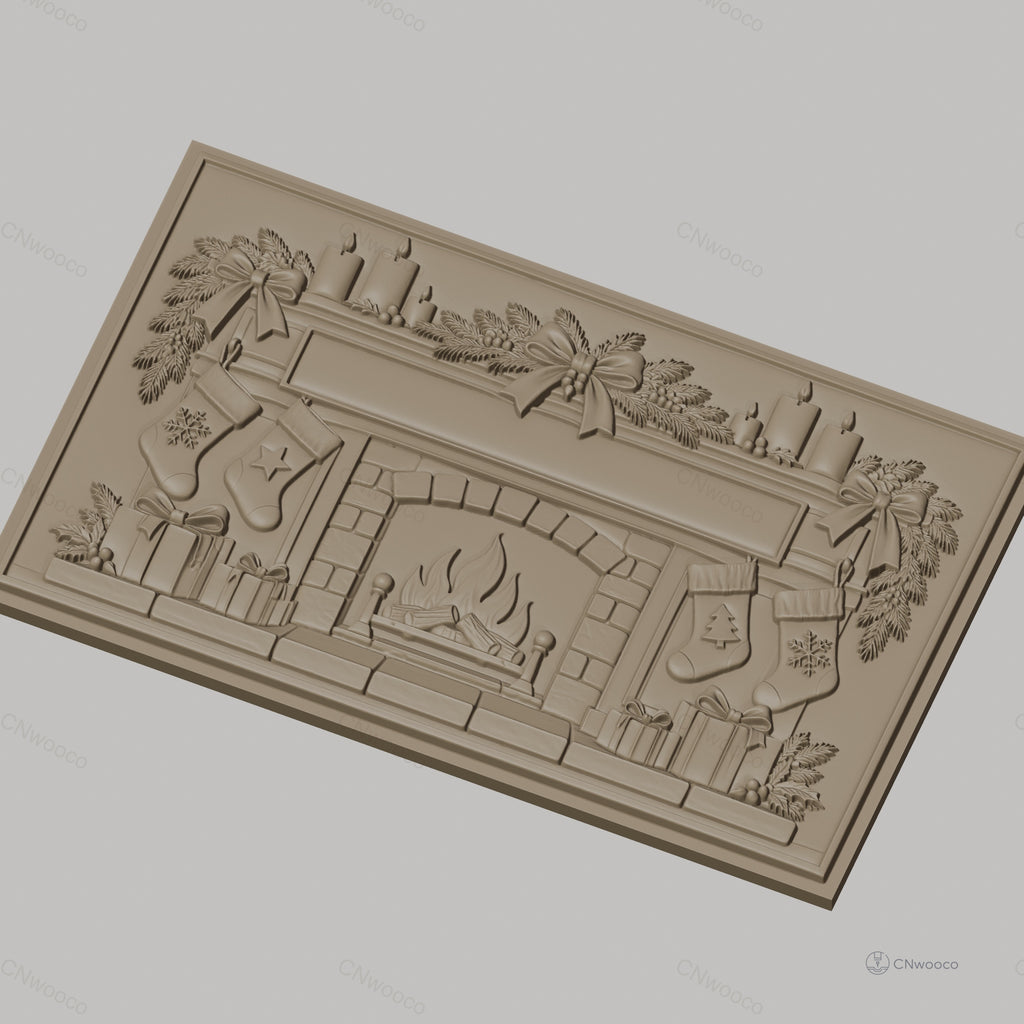 Fichier CNC & impression 3D cheminée de Noël, bas de Noël, cadeaux, bougies, haute qualité relief STL