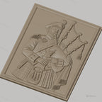 Fichier CNC & impression 3D joueur de cornemuse écossais, costume traditionnel, relief détaillé, haute qualité relief STL
