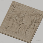 Fichier CNC & impression 3D maréchal-ferrant et cheval, travail du fer à cheval, haute qualité relief STL