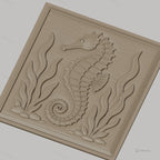 Fichier CNC & impression 3D hippocampe marin, algues et cailloux relief, haute qualité relief STL