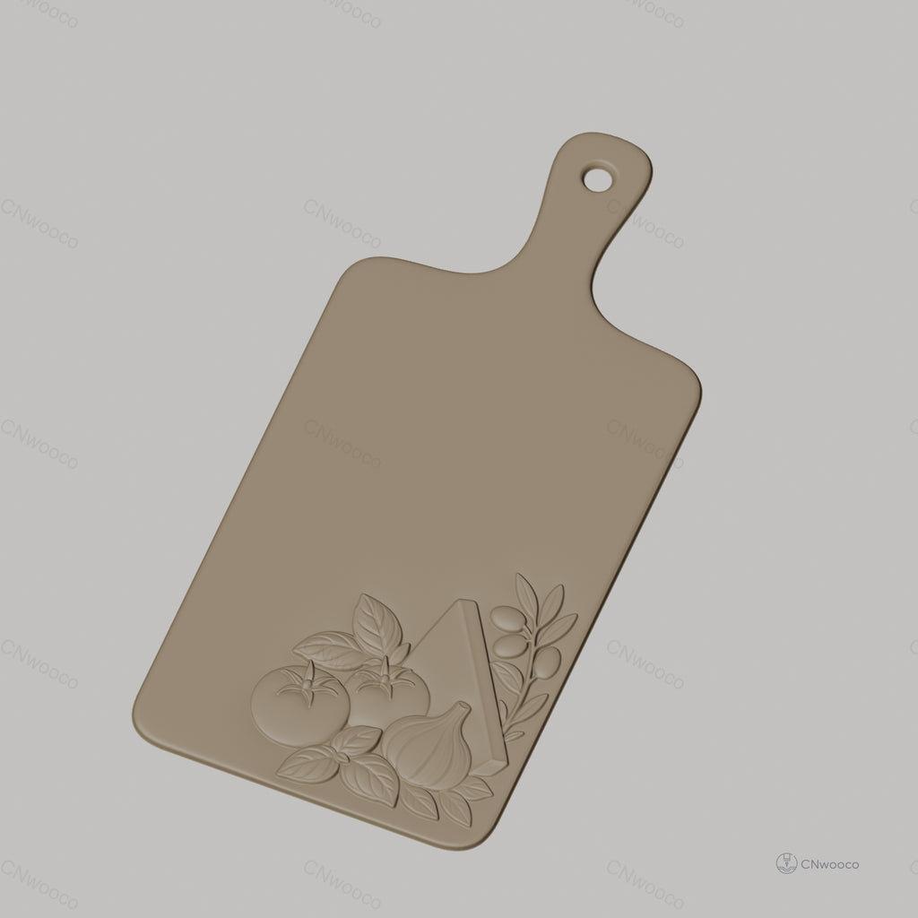 Fichier CNC planche à découper légumes ail fromage olives bas-relief pour sculpture sur bois, STL