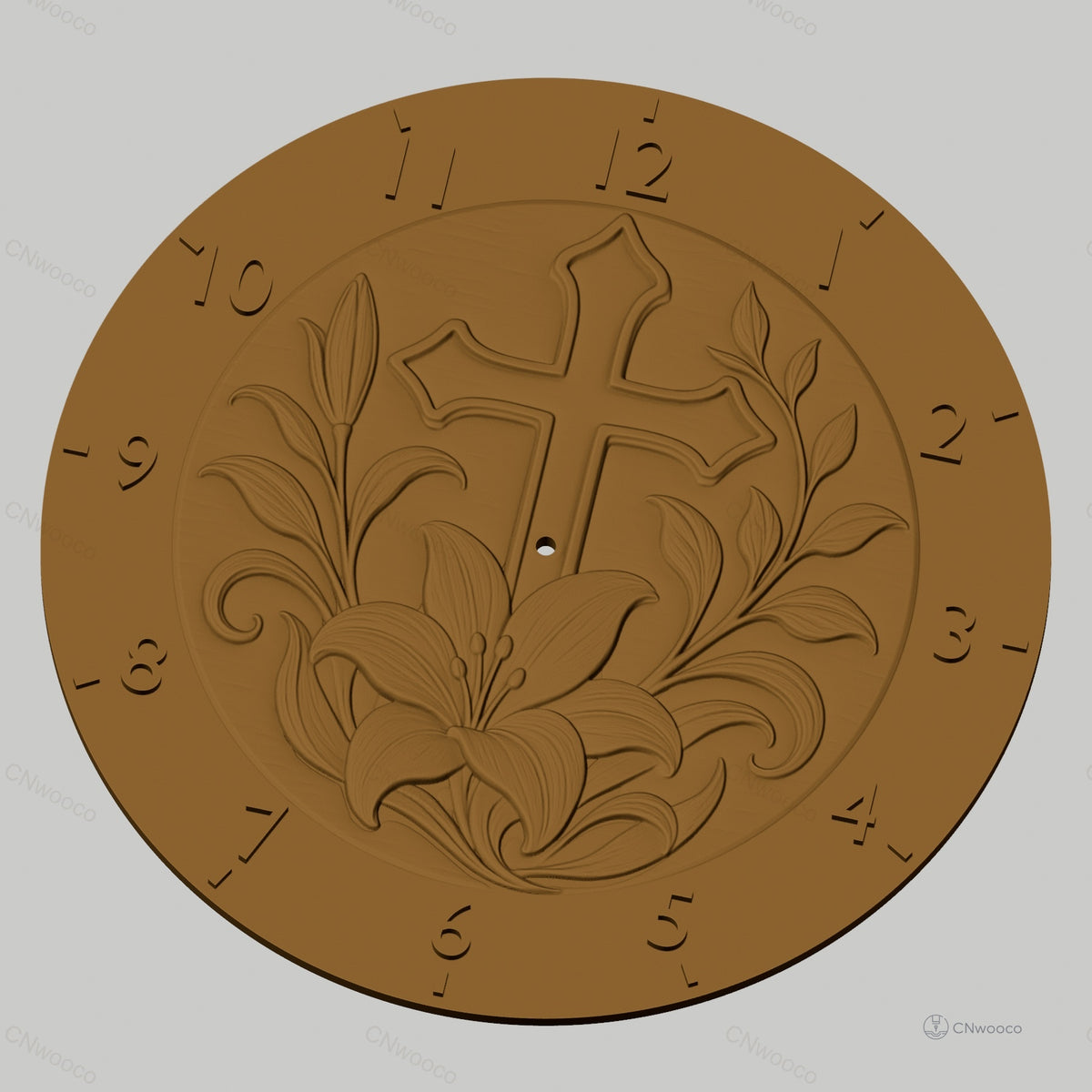 Fichier CNC & impression 3D horloge murale croix chrétienne et lys STL
