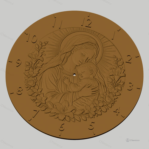 Fichier CNC & impression 3D horloge murale Vierge Marie et Enfant Jesus STL