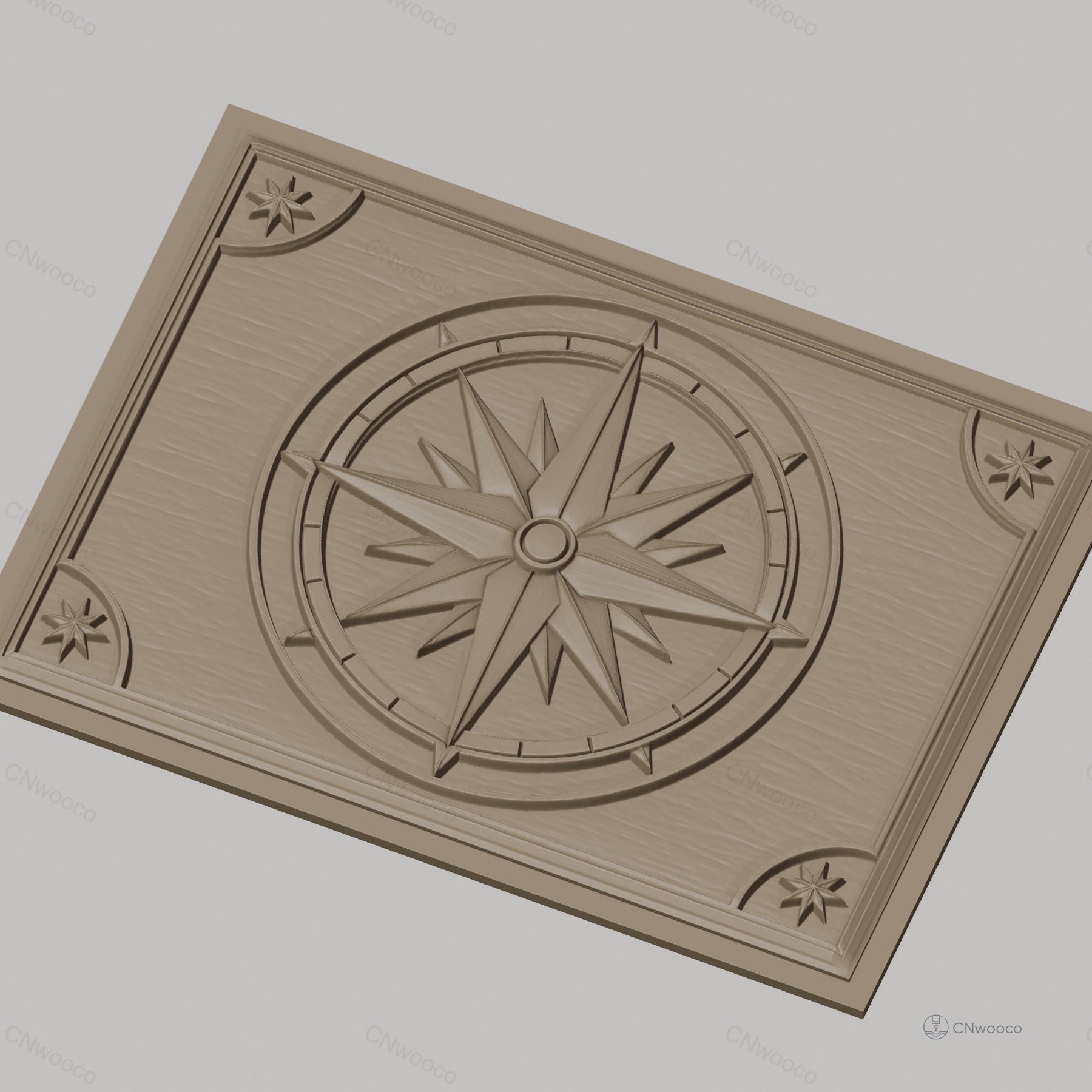 Fichier CNC & impression 3D boussole marine, rose des vents détaillée, haute qualité relief STL