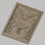 Fichier CNC & impression 3D colombe sacrée, baptême coquille et feuilles, haute qualité relief STL