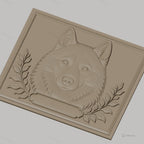Fichier CNC & impression 3D tête de loup, feuillages décoratifs, haute qualité relief STL