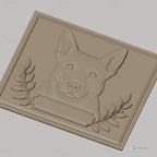 Fichier CNC & impression 3D chien avec feuilles et cadre décoratif, haute qualité relief STL
