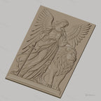 Fichier CNC & impression 3D ange guerrier avec épée et lion, haute qualité relief STL