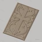 Fichier CNC & impression 3D croix décorative, motifs floraux sculptés, haute qualité relief STL