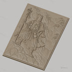 Fichier CNC & impression 3D guerrier japonais, cascade et temple, haute qualité relief STL