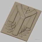 Fichier CNC & impression 3D thème religieux, croix, étole et feuilles, haute qualité relief STL
